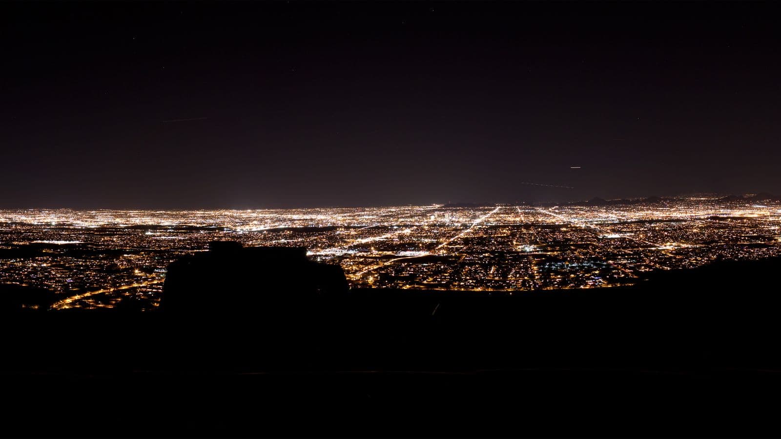 Phoenix city skyline photographed from South Mountain at night, Maricopa County Arizona