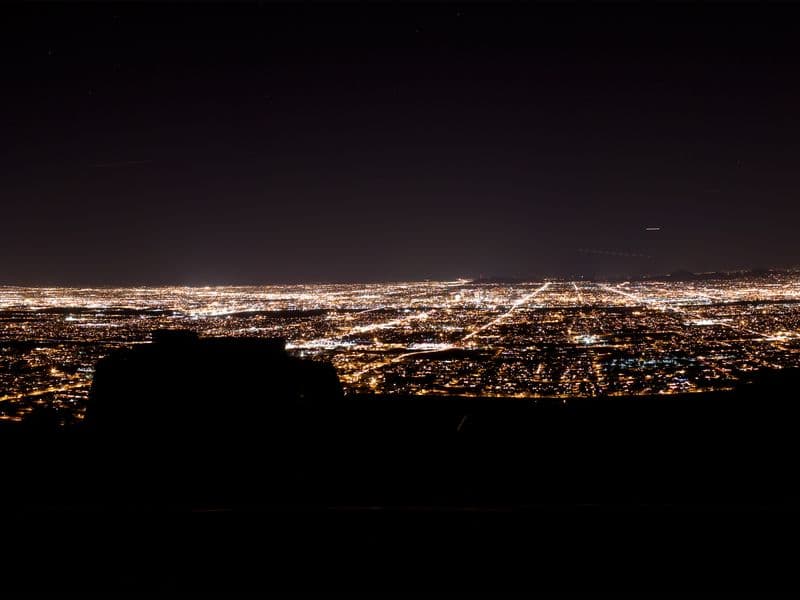 Phoenix city skyline photographed from South Mountain at night, Maricopa County Arizona